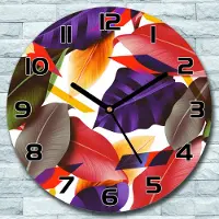 Coloray Wanduhr aus Glas Rund fi 30 Abstrakte Blätter Quarz Deko Wohnzimmer Büro