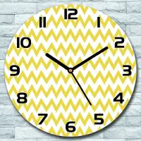 Coloray Wanduhr aus Glas Rund fi 30 Zickzack gelb weiß Quarz Deko Schlafzimmer Büro