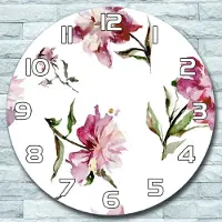 Coloray Wanduhr aus Glas Rund fi 30 Fallende Päonien Quarz Deko Wohnzimmer Büro