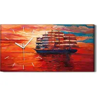 Coloray Wanduhr Bürouhr Leinwand Bild Geräuschlos Kunstdruck 60x30 Fregatten Schiff - weiße Hände