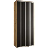 MEBLE KRYSPOL Cannes 6 Schrank mit 2 Schiebetüren - 205,2x120x45 cm - Artisan Schwarz Silber