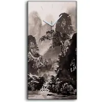 Coloray Küche Wohnzimmer Wand Leinwand Uhr 30x60 Chinesische Landschaft AquarellMalerei - weiße Hände