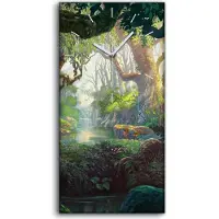 Coloray Dekor Leinwand Uhr Wandbilder Quarz 30x60 Malerei Fantasie Wald Bäume Natur - weiße Hände