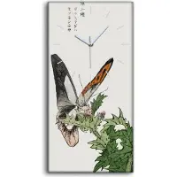 Coloray Küche Wohnzimmer Wand Leinwand Uhr 30x60 Gemälde Zweig Blumen Schmetterling - weiße Hände