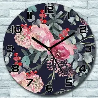 Coloray Wanduhr aus Glas Rund fi 30 Blumenkompositionen Quarz Deko Wohnzimmer Büro