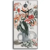 Coloray Wanduhr Bürouhr Leinwand Bild 30x60 Zeichnung Florale Blumen Pflanzen Kunst - schwarze Hände