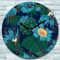 Coloray Wanduhr aus Glas Rund fi 30 Tropische Blumen Quarz Deko Schlafzimmer Büro