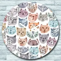 Coloray Wanduhr aus Glas Rund fi 30 Abstrakte Katzen Quarz Deko Schlafzimmer Büro