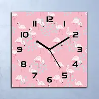 Coloray Wanduhr Echt-Glas-Küchenuhr Pastellrosa Flamingo Quarz 30x30 Deko Bilder