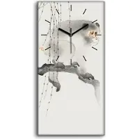 Coloray Wohnzimmer-Bild Leinwand Uhr 30x60 Malerei Zweig Tier Affe Asiatische Kunst - schwarze Hände