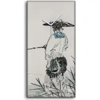 Coloray Küchenuhr Bürouhr Leinwand Uhr 30x60 Malerei Asiatischer Fischer Wasser Kunst - weiße Hände