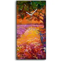 Coloray Wandbild Leinwand Bilder mit Uhr 30x60 Gemälde Wiese Blumen Baum Himmel Kunst - weiße Hände