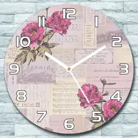 Coloray Wanduhr aus Glas Rund fi 30 Pfingstrosen grün Quarz Deko Schlafzimmer Büro