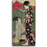 Coloray Dekor Leinwand Uhr Wandbilder 30x60 Malerei Asiatische Frau Kimono Traditionell - weiße Hände