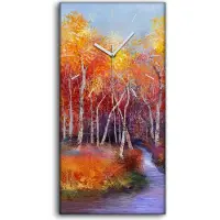 Coloray Wandbild Leinwand Bilder Wanduhr 30x60 Gemälde Abstrakte Wald Bäume Herbst Natur - weiße Hände