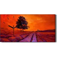 Coloray Leinwand Wanduhr Wandkunst Uhr Geräuschlos 60x30 Gemälde Wiese Blumen Baum Kunst - schwarze Hände