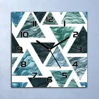 Coloray Wanduhr Echt-Glas-Küchenuhr Aquarell Dreiecke Quarz Lautlos 30x30 Deko Bilder