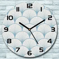 Coloray Wanduhr aus Glas Rund fi 30 Blaue Jakobsmuschel Quarz Deko Schlafzimmer Büro