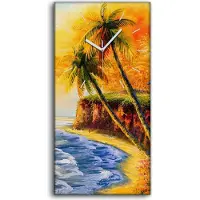 Coloray Dekor Leinwand Uhr Wandbilder Kunstdruck 30x60 Meeresküste Haus Sonnenuntergang - weiße Hände