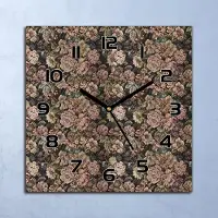 Coloray Wanduhr Echt-Glas-Küchenuhr Vintage Blumen Quarz Lautlos 30x30 Deko Bilder