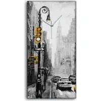 Coloray Wanduhr Bürouhr Leinwand Bild 30x60 Foto Bild New York Straße Stadt Autos - weiße Hände