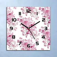 Coloray Wanduhr Echt-Glas-Küchenuhr Flieder Rosa Blumen Quarz 30x30 Deko Bilder