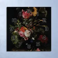 Coloray Wanduhr Echt-Glas-Küchenuhr Barock Blumenstrauß Quarz 30x30 Deko Bilder