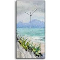 Coloray Wandkunst Leinwand Bild Uhr 30x60 Gemälde Küste Strand Meer Sand Natur - weiße Hände