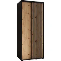 MEBLE KRYSPOL Sapporo 1 Schrank mit 2 Schiebetüren - 205,2x120x60 cm - Schwarz Artisan Schwarz