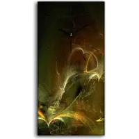 Coloray Leinwand Wanduhr Wandkunst Uhr Quarz 30x60 abstrakte fraktales Kunst - schwarze Hände