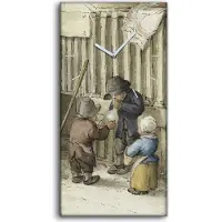 Coloray Dekor Leinwand Uhr Wandbilder Quarz 30x60 Malerei Dorfbewohner Kinder Kunst - weiße Hände