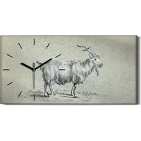 Coloray Wanduhr Uhr Wandbild Leinwand Geräuschlos 60x30 Malerei Tier Ziege Kunst - schwarze Hände