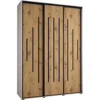 MEBLE KRYSPOL Cannes 12 Schrank mit 3 Schiebetüren - 205,2x170x60 cm - Weiß Artisan Schwarz
