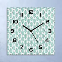 Coloray Wanduhr Echt-Glas-Küchenuhr Blätter blau & weiß Quarz 30x30 Deko Bilder