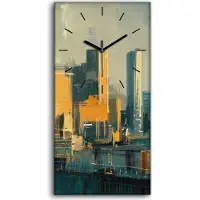 Coloray Küchenuhr Bürouhr Leinwand Uhr Quarz 30x60 Wolkenkratzern bei Sonnenuntergang - schwarze Hände