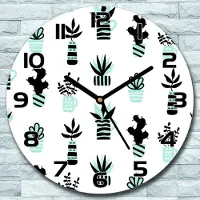 Coloray Wanduhr aus Glas Rund fi 30 Kleine Sukkulenten in Töpfen Deko Schlafzimmer Büro