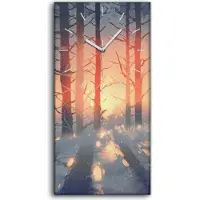 Coloray Wohnzimmer-Bild Leinwand Uhr 30x60 Winter Landschaft verlassenen Hauses - weiße Hände