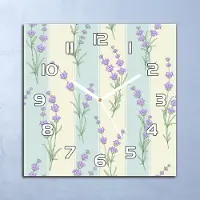 Coloray Deko Glasuhr Wanduhr 30x30 Lavendelblüten lila Quarz Küchenuhr Bürouhr