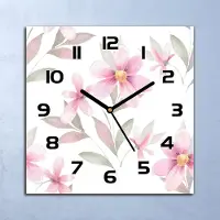 Coloray Wanduhr Echt-Glas-Küchenuhr Zarte Rosa Blüten Quarz Lautlos 30x30 Deko Bilder