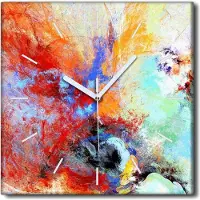 Coloray Uhr auf Leinwand 30x30 cm Wand Uhr Dekoration Wohnzimmer Segeltuch weiße Zeiger -Abstraktion Kunstkunst