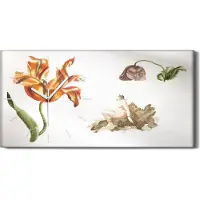 Coloray Wanduhr Bürouhr Leinwand Bild Quarz 60x30 Malerei Blumen Antike Alte Kunst - weiße Hände