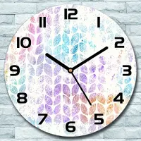 Coloray Wanduhr aus Glas Rund fi 30 Bunte Aquarellfarbe Quarz Deko Schlafzimmer Büro