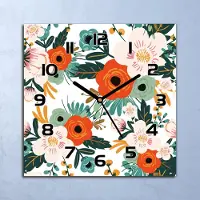 Coloray Wanduhr Echt-Glas-Küchenuhr Farbenfroh Quarz Lautlos 30x30 Deko Bilder