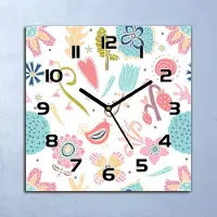 Coloray Wanduhr Echt-Glas-Küchenuhr Lebhaftes Buntes Muster Quarz 30x30 Deko Bilder