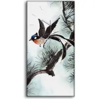 Coloray Dekor Leinwand Uhr Wandbilder Geräuschlos 30x60 Gemälde Tier Vogel Zweig Kunst - weiße Hände