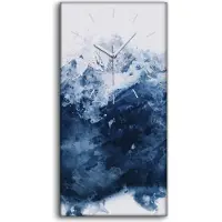 Coloray Wandbild Leinwand Bilder mit Uhr Geräuschlos 30x60 Malerei blaue Berge abstrakte - weiße Hände