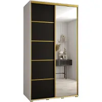 MEBLE KRYSPOL Davos 5 Schrank, zwei Türen - 235,2x140x60 cm - Weiß Schwarz Gold