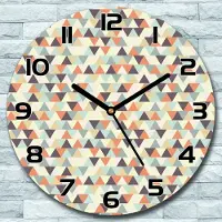 Coloray Wanduhr aus Glas Rund fi 30 Dreiecke Muster Bunt Quarz Deko Schlafzimmer Büro