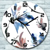 Coloray Wanduhr aus Glas Rund fi 30 Aquarell Blumen Quarz Deko Schlafzimmer Büro