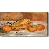 Coloray Wanduhr Bürouhr Leinwand Bild 60x30 Gemälde Früchte Orangen Bananen Kunst - schwarze Hände
